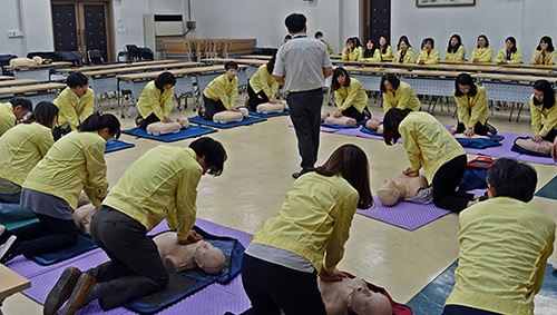 심폐소생술 교육실습 / 사진=교육지원청