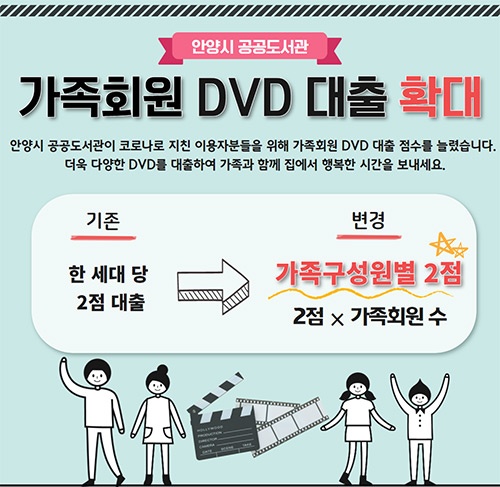 안양시립도서관, 가족회원 DVD 대출 서비스 확대 운영